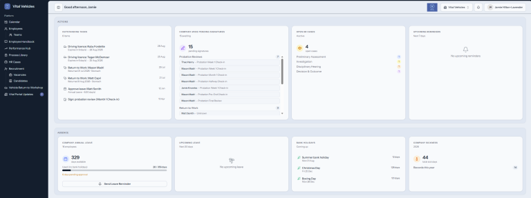 Vital Portal - the dashboard